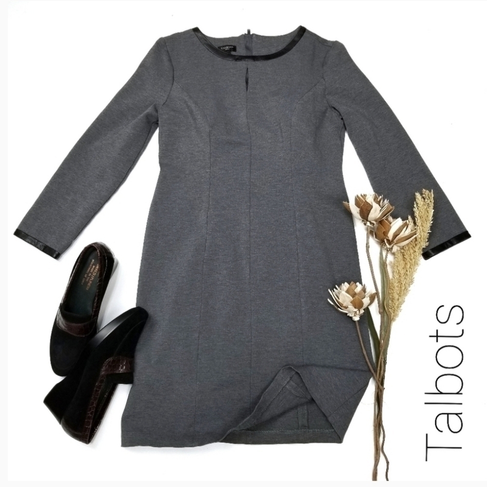 Talbots Grey Rayon Blend Sheath Dress 4 Petite